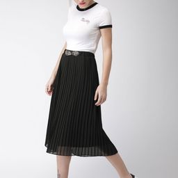 Mast & Harbour Black Pleated A-line Skirt-image-56