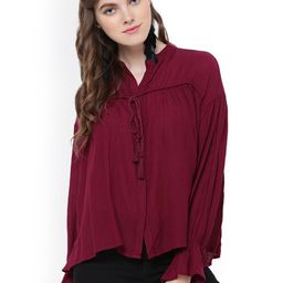 Tokyo Talkies Women Maroon Solid Top-image-81