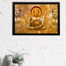 eCraftIndia Brown & Maroon Meditating Lord Buddha Satin Matt Textured UV Wall Art-image-83
