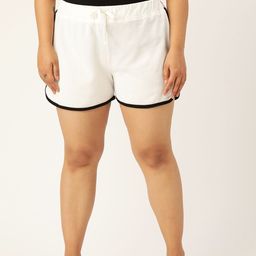 Rute Women Plus Size White Solid Slim Fit Regular Shorts-87