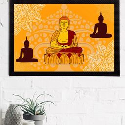 eCraftIndia Orange & Brown Meditating Lord Buddha Satin Matt Texture UV Art Painting-image-65