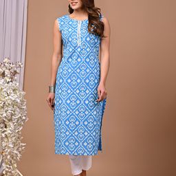 Rimeline Ethnic Motifs Printed Pure Cotton Kurta-image-22