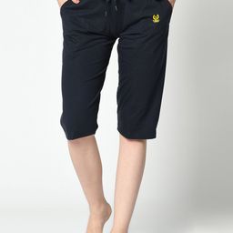 VIMAL JONNEY Women Navy Blue Solid Lounge Shorts-picture-57