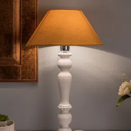 Homesake White Solid Handcrafted Bedside Standard Table Lamp with Shade-51