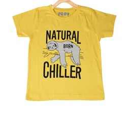 OBOW Boys Yellow  Grey Printed Round Neck Pure Cotton T-shirt-image-106
