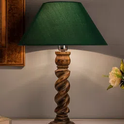 Homesake Black Solid Classic Twister Handcrafted Table Lamp with Shade-37