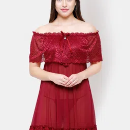 FashionRack Maroon Solid Baby Doll-image-81