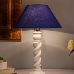 Homesake Blue Solid Handcrafted Bedside Standard Table Lamp with Shade-52