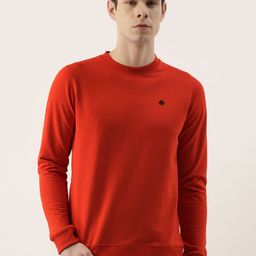 Peter England Casuals Men Red Solid Sweatshirt-picture-42