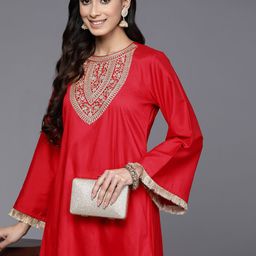 Inddus Yoke Design Flared Sleeves Kurta With Salwar-image-58