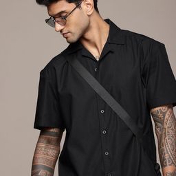 The Roadster Life Co. Relaxed Fit Self Striped Cuban Collar Casual Shirt-picture-22