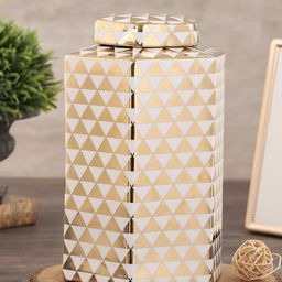 Pure Home and Living Gold-Toned & White Printed Large Ceramic Jar-image-24