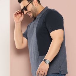 Sztori Men Plus Size Colourblocked Polo Collar Pure Cotton T-shirt-image-68