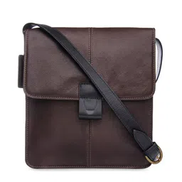 Hidesign Men Brown Solid Leather Messenger Bag-11