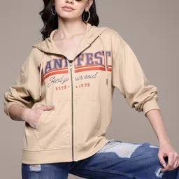 The Roadster Lifestyle Co. Women Printed Hooded Sweatshirt-picture-48