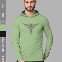 BULLMER Pack Of 2 Graphic Printed Hooded Cotton Sweatshirt-image-48