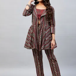 Aaheli Women Maroon Printed Pure Cotton Co-Ord-picture-55