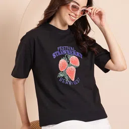 Mast & Harbour Printed Drop-Shoulder Sleeves Pure Cotton T-shirt-picture-22