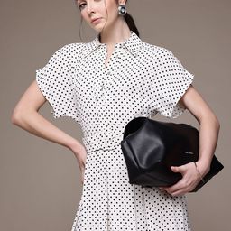 MANGO Polka Dot Print Belted Shirt Midi Dress-57