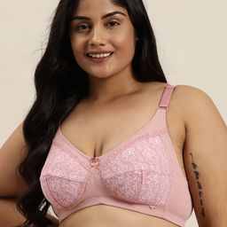 Sztori Pink Plus Size Medium Coverage Lace Bra-52