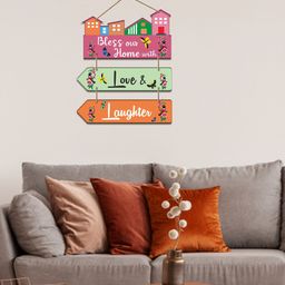 ArtVibes Pink & Green Bless Our Home Wall Decor-image-39