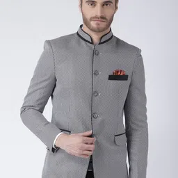Hangup Men Grey Self-Design Single-Breasted Party Blazer-picture-13