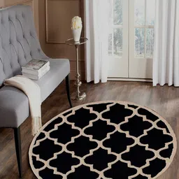 MRIC Black Geometric Hand Tufted Woollen Carpet-picture-0