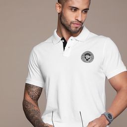 Roadster Men Brand Logo Printed Polo Collar Pure Cotton T-shirt-image-90