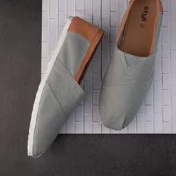 Styli Men Grey Contrast Trim Canvas Espadrille-picture-26