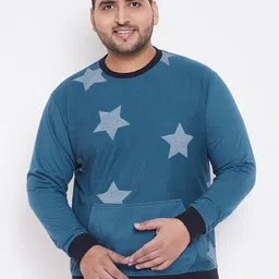 bigbanana Men Teal Printed Sweatshirt-image-5