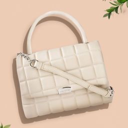 Lino Perros Women Cream-Coloured Quilted Satchel-53