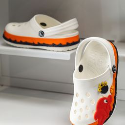 ABROS Unisex Kids Off White & Orange Rubber Clogs-picture-29