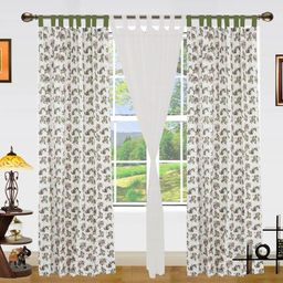 Dekor World White Set of 3 Floral Window Curtain-image-86