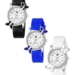 SWADESI STUFF Boys Pack Of 3 Analogue Watches 2 BF BLACK WHITE BLUE-37