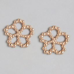Carlton London Rose Gold-Plated Floral Studs Earrings-47