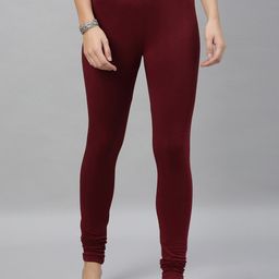 Kryptic Women Maroon Solid Churidar-Length Leggings-picture-49