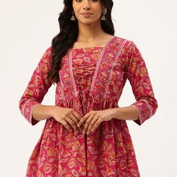FERANOID Floral Printed Pure Cotton Peplum Top-image-24