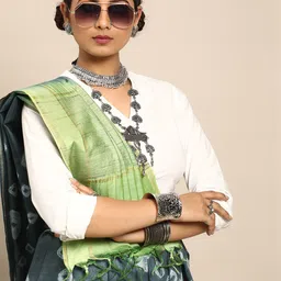 Taavi Tie and Dye Zari Pure Silk Bhagalpuri Saree-image-18