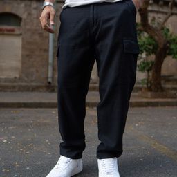 Powerlook Men Black Cotton Contrast Cargo Pant-image-33
