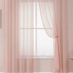 URBAN SPACE Pink Set of 2 Sheer Long Door Curtain-image-55