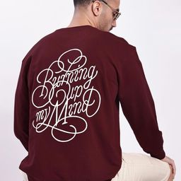 Bene Kleed Men Maroon Relax Fit Embroided Lightweight Sweatshirt-picture-15