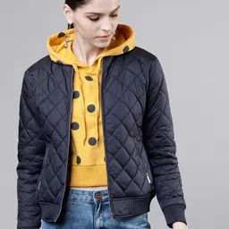 Tokyo Talkies Women Navy Blue Solid Puffer Jacket-image-57
