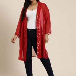 Qurvii+ Plus Size Embellished Longline Shrug-18