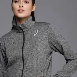 ASICS Women Grey Solid Heather Sporty Running Jacket-image-64
