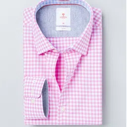 INVICTUS Pink & White Checked Slim Fit Casual Shirt-image-19