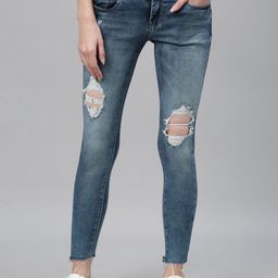 ZHEIA Women Blue Skinny Fit Mid-Rise Mildly Distressed Jeans-image-45