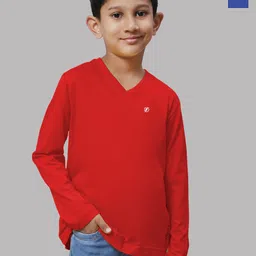 Friskers Boys Red 2 V-Neck Raw Edge T-shirt-53