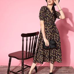 plusS Women Navy Blue Floral Vacay Attire-27