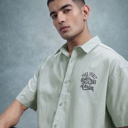 The Roadster Life Co. Relaxed Fit Typography Detail Pure Cotton Casual Shirt-picture-29