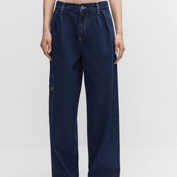 MANGO Women Wide Leg Pure Cotton Cargo Jeans-picture-32